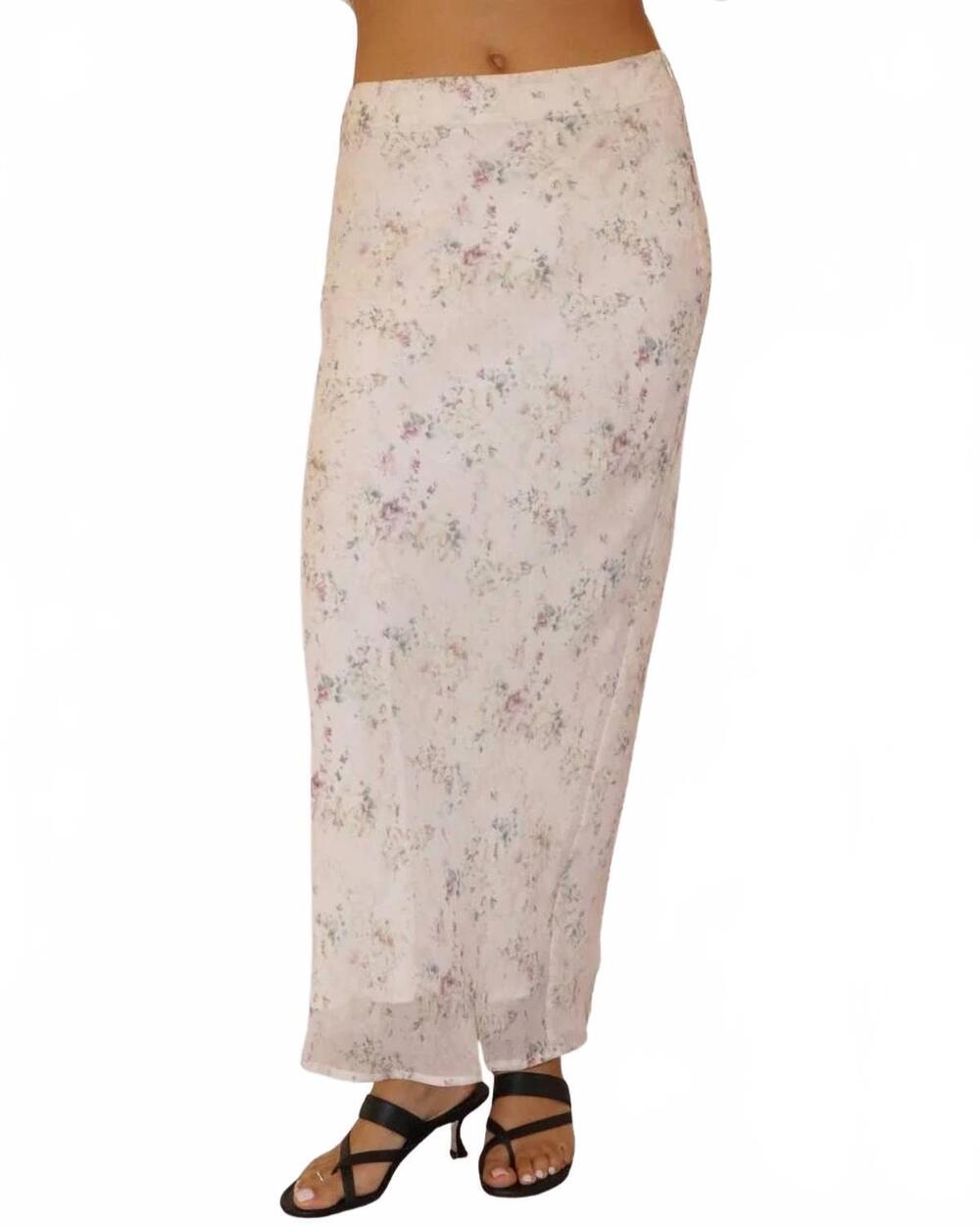 NEW BAILEY ROSE bias cut soft floral midi skirt in sand